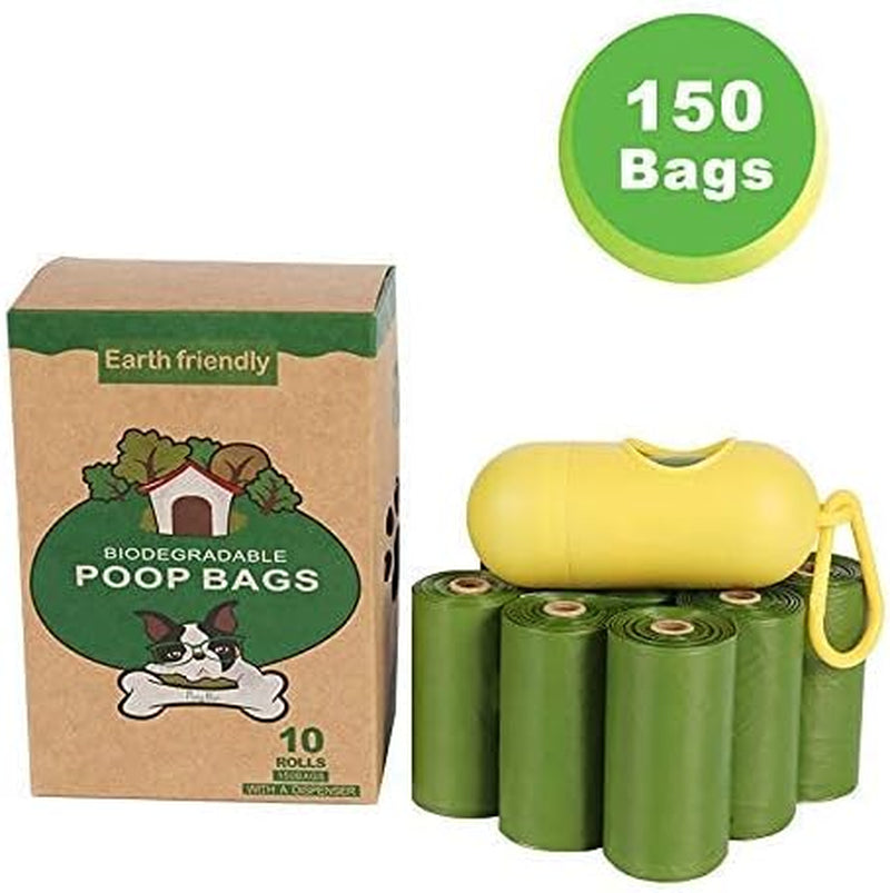 Dog Poop Bag, Biodegradable Poop Bags for Pets - Disposable Pet Waste, Compostable Pet Waste Bags, Eco-Friendly Leak Proof, Fits for Dogs and Cat (150 Bags/10 Rolls)
